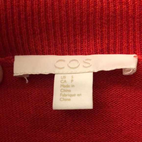 COS Puff-sleeve Red Cotton-wool Sweater Size Small - Picture 5 of 8